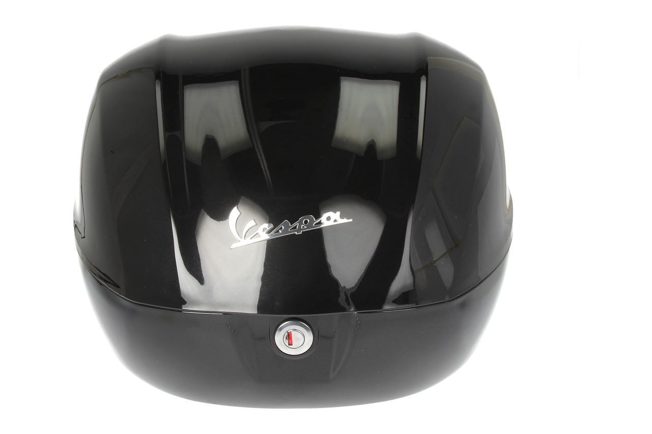 Kit top case 32L nero cosmo (98/A), coussin dorsal noir pour Vespa Primavera