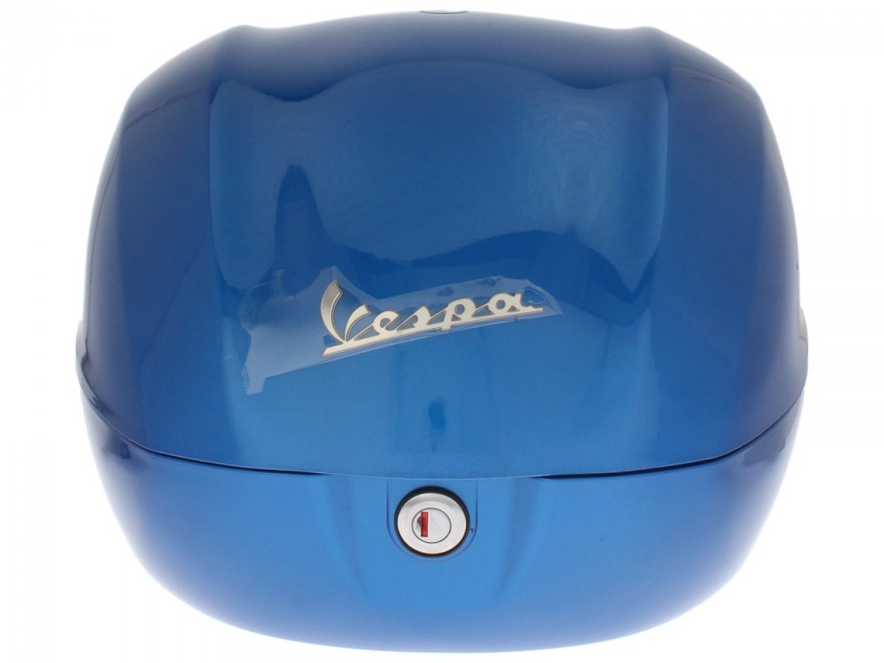 Kit top case 32L bleu (261/A), coussin dorsal marron pour Vespa Sprint / Primavera