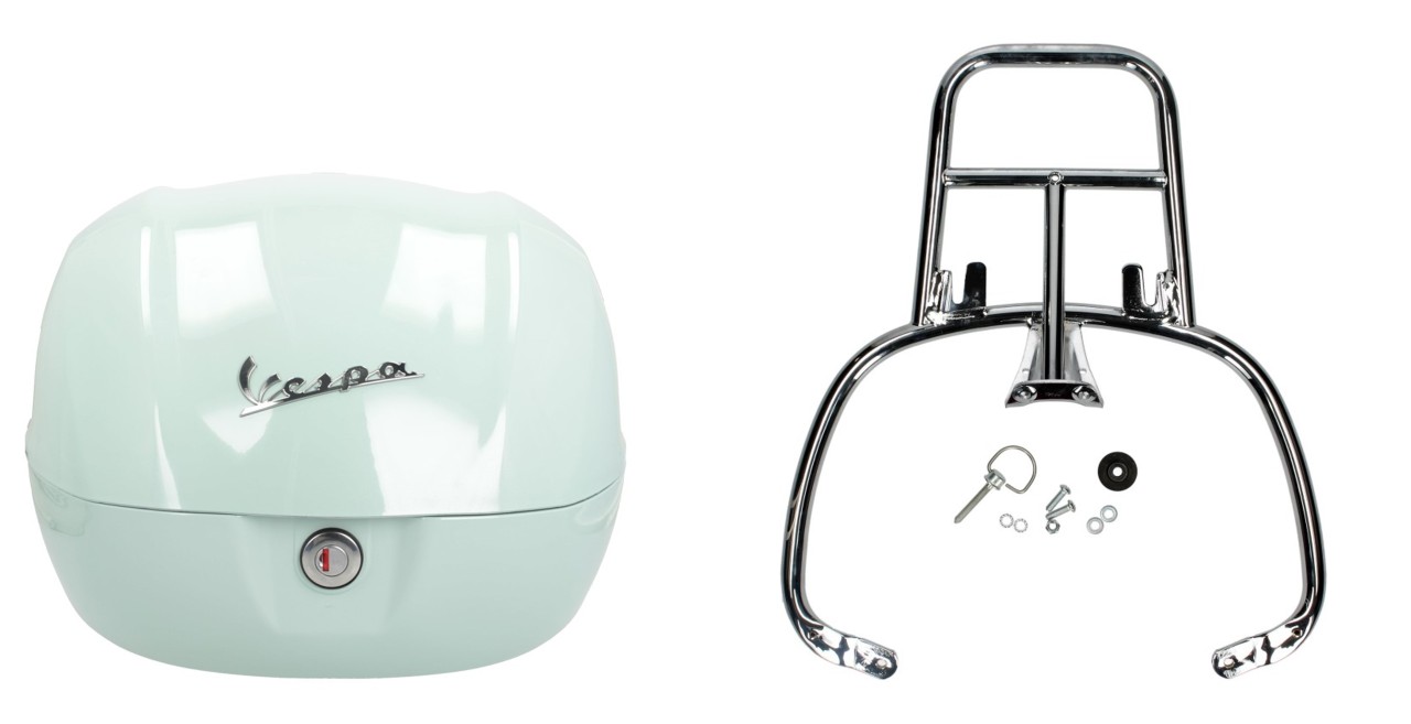 Kit top case 32L latte menta (350/A), porte-bagages chrome pour Primavera