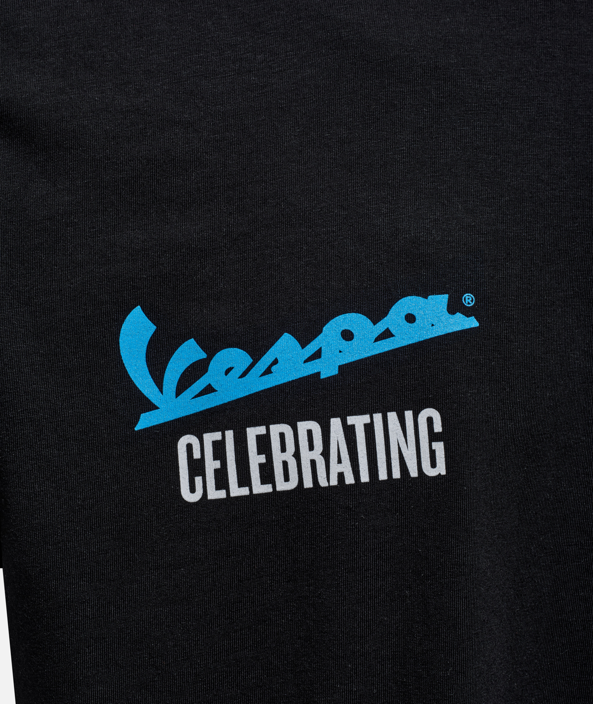 T-shirt Vespa "140 ans de Piaggio" noir bleu