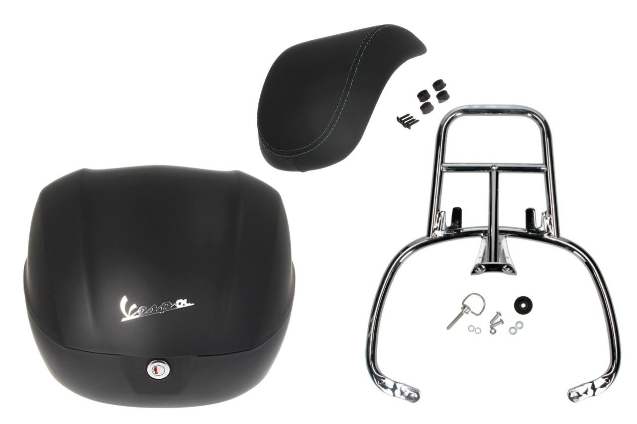 Kit top case 32 L noir mat, dossier rembourré noir, porte-bagages chromé pour Primavera/Sprint