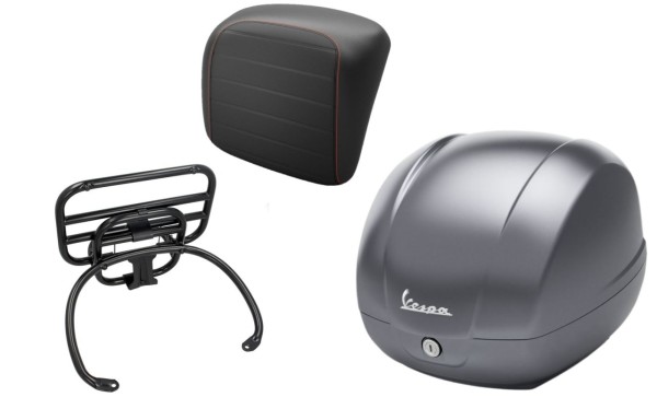 Kit top case 36L gris titanium (707/C), porte-bagages noir pour Vespa GTS 125/300/310