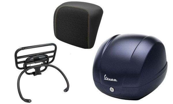 Kit top case 36L bleu foncé mat opaque (288/A), porte-bagages noir pour Vespa GTS 125/300/310