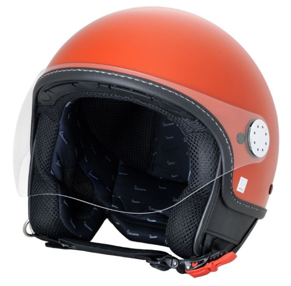 Casque jet Vespa, visière longue Vespa, orange brick/orange impulsivo (A11) - L2
