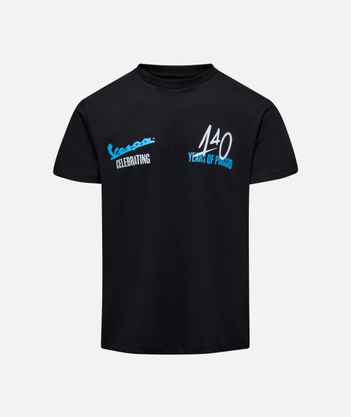 T-shirt Vespa "140 ans de Piaggio" noir bleu