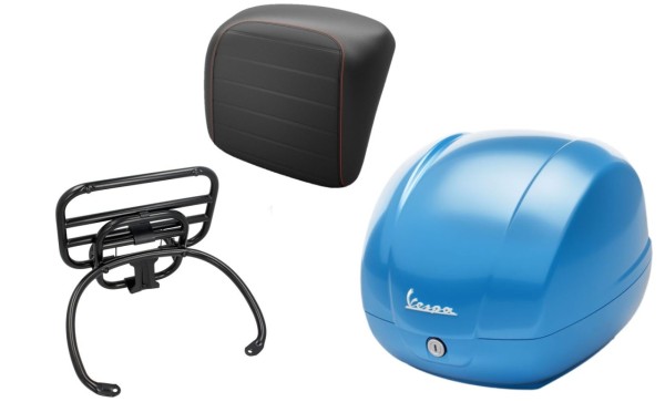 Kit top case 36L bleu ciel (A19), porte-bagages noir pour Vespa GTS 125/300/310