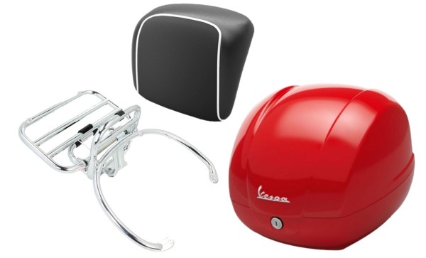 Kit top case 36L rouge dragon (894), porte-bagages chrome pour Vespa GTS 125/300/310